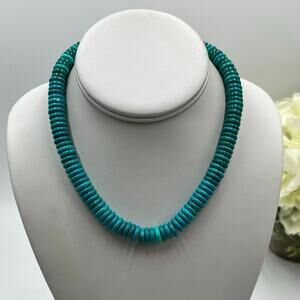 Serefina Anthropologie Single Strand Turquoise Disc Beaded Heishi Style Necklace